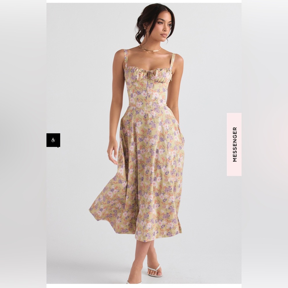House of CB Carmen peony print dress (XS)